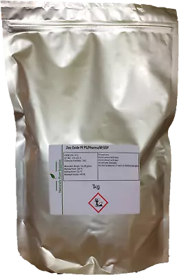 Zinc Oxide 99.9% Pure Pharma Grade/ BP/ USP Fine White Powder 1kg • £16.99