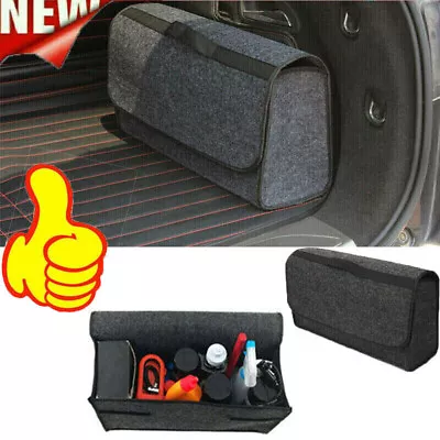Car Boot Storage Bag Organiser Tools Breakdown Travel Tidy Big Box Grey Carpet • $16.05