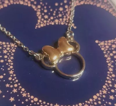 Walt Disney Minnie Mouse Gold Bow Necklace Brand New • £6.99