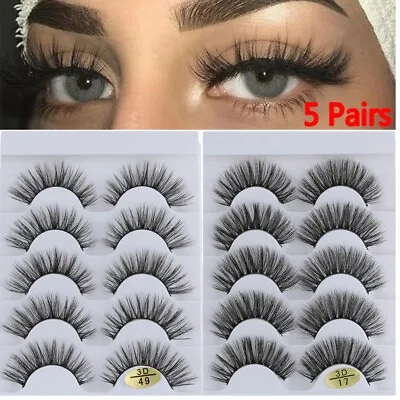 $7.99 • Buy 5 PAIRS Eyelashes Eye Lashes Natural Long Makeup False Mink Handmade Fake AU 