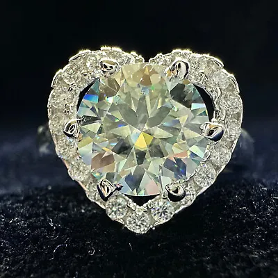 2.52 Ct Vvs1.Blue White Round Moissanite Engagement Heart Ring 925 Silver • £0.80