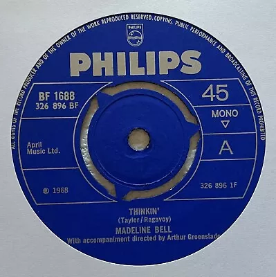 [chip Taylor] Madeline Bell~thinkin'~1968 Uk Vinyl 7  Single~philips Bf 1688 [2] • £12.80