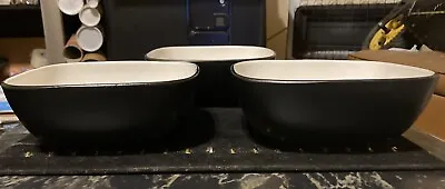Corelle Hearthstone Stoneware  Bowls Royal White Black  Square Set Of 3 • $19.95