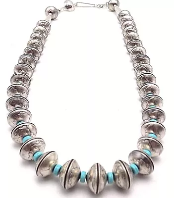 James McCabe Handmade Sterling Silver Navajo Coin Necklace 22'' • $1770