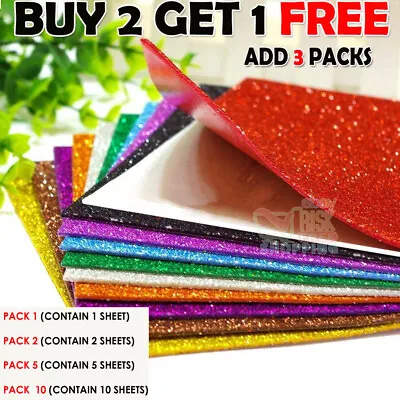 10 PCS A4 Glitter Premium Quality 12 Colours Arts Crafts Foam Sheets • £23.99