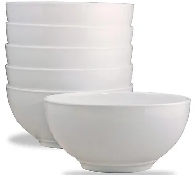 6 X 600ml Melamine White Cereal Bowl Breakfast Soup Rice Noodle Pot Dis 15x7 Cm • £12.59