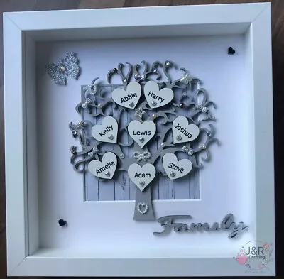 Personalised 3D Box Frame Family Tree Gift Unique Keepsake Home Art Decor • £27.99