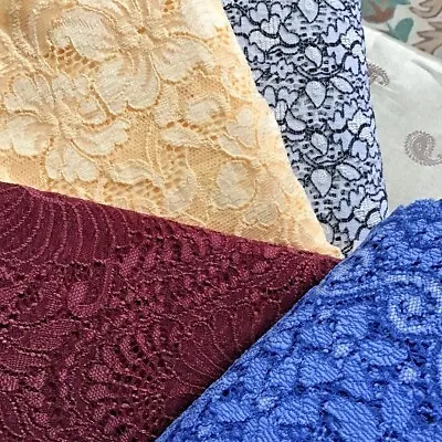 Dentex Stretch Lace Trim Fabric Crafts DIY (1m X 13-16.5cm Wide) • £3.39