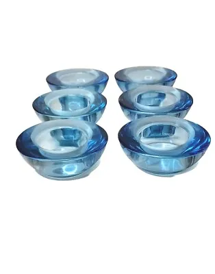 Two Vtg IKEA Blue Glass Tea Light Candle Holders. Three Sets Of Two Available.  • $16