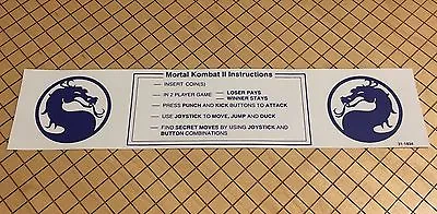 Mortal Kombat 2 Arcade Instruction Card Midway Monitor Marquee Bezel Sign • $15