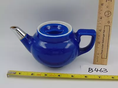 Vintage Hall Teapot & Lid Blue With No Chip Silver Spout Rare Metal • $24.99