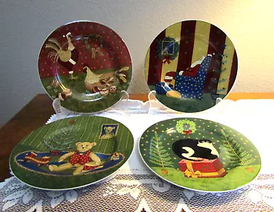 ( 4 ) Sakura / Warren Kimble / HOLIDAY CHEER / DESSERT / SALAD Plates / 2001 • $15.95