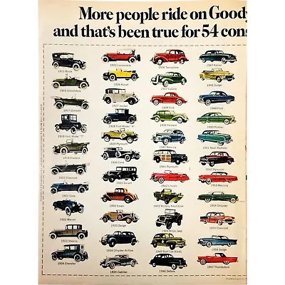 Vintage 1969 10x13 Print Ad Goodyear 2 Page Polyglas Tires Automotive Pictorial • $21.16