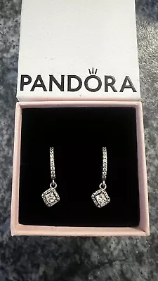 Pandora Square Sparkle Hoop Earrings • $40