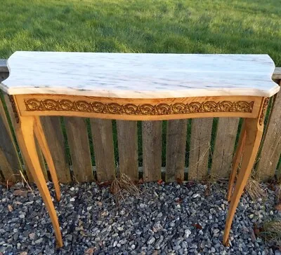 French Marble Top Console Table Serpentine Front On Cabriole Legs Brass Detailed • £270