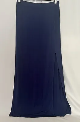 Zeagoo Women's Casual Lounge Solid Draped Jersey Long Maxi Skirt Navy Blue Sz-M • $13.75