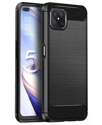 For OPPO RENO 4Z CARBON FIBRE CASE SHOCKPROOF SLIM HEAVY DUTY BLACK PHONE COVER • $10.59