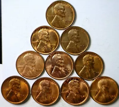 1940s - 1948  10 Pcs Lincoln Wheat Cent Unc. /BU Coins ALL DIFF. 10 Coin LOT  NR • $14.99