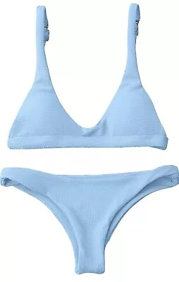 Zaful Women's Textured Bikini Triangle Set Swimsuit Two Piece-Size 8 • $9.35