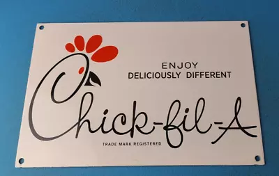 Vintage Chick Fil A Sign - Porcelain Restaurant Fast Food Diner Gas Pump Sign • $149.47
