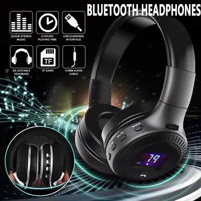 Wireless Headphone Foldable Bluetooth Headset W/Mic FM Radio Micro-SD Card Slot • £18.59