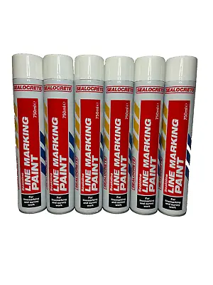 6 X Sealocrete White Line Marking Spray Paint 750mlfast Drying • £23.99