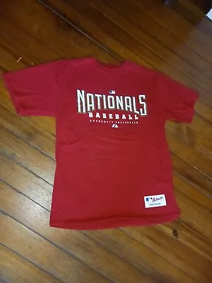 Majestic MLB Baseball  Washington Nationals Mens Medium T Shirt Vtg Red Tee • $14.14