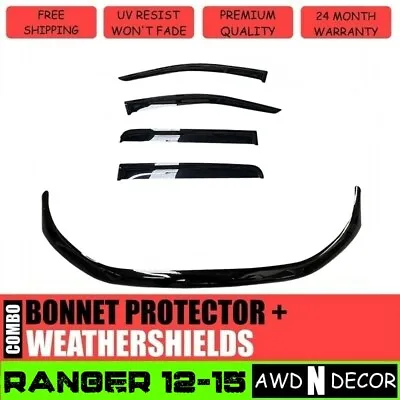 Bonnet Protector & Window Visors Weather Shield To Suit Ford Ranger PX 2012-2015 • $119.99