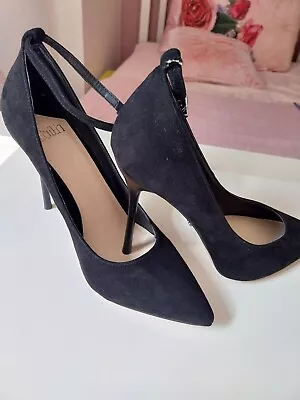 Ladies FAITH Shoes Size 7 Black Suede Mint Condition High Heel *See Pictures * • £8