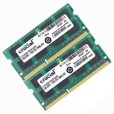 Crucial 8GB 2x 4GB PC3-10600 SODIMM DDR3 1333MHz 204-Pin 2Rx8 Notebook Memory • $21.31