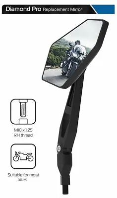 KAWASAKI ZZR1400 Oxford Diamond Pro Motorcycle Mirror Glass Right Side 10mm • £17.99