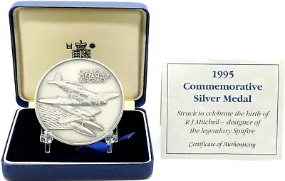 Coin Silver 5oz Rj Mitchell Supermarine Spitfire 1995 Royal Mint BOX + COA • £194.95