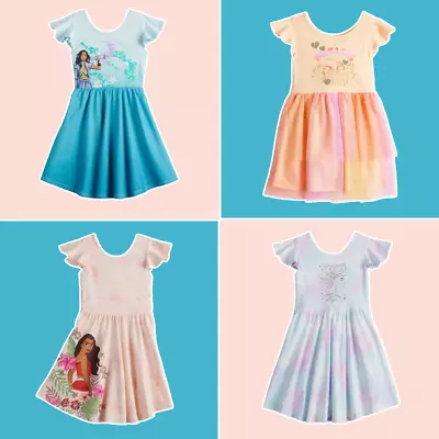 Girls Disney Princess Dress Moana Frozen Flutter Sleeve Jumping Beans 456 6X • $15.99