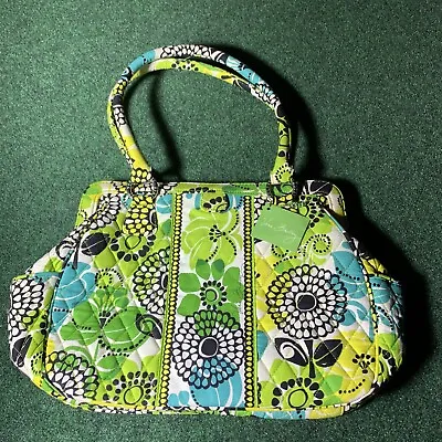 Vera Bradley Purse Frame Bag Lime's Up Large NWT Floral Bag Tote Pockets Green • $39.03