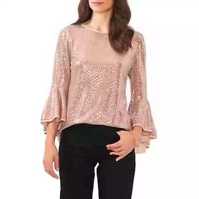 Vince Camuto Women's Sequin Bell Sleeve Top Gold US S • $19