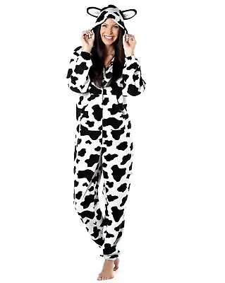 Ladies Luxury Soft Coral/Sherpa Fleece Animal 3D Hood All In One Pyjamas 1Onesie • £15.86