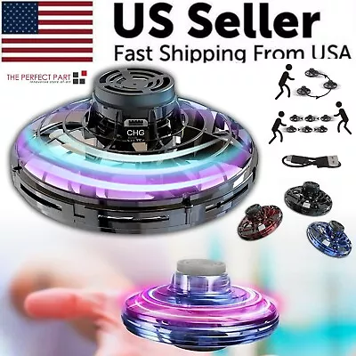 Flying Fidget Spinner Drone Ball UFO Stress Focus Hand Fun Toy LED Kids & Adults • $10.89