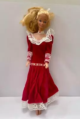 Vintage 1970-80s Barbie Doll In Original Red And White Gown • $19.95