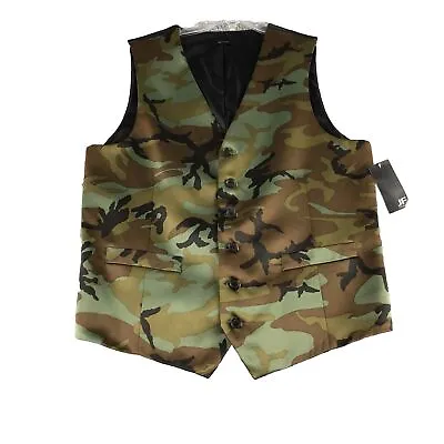 New J Ferrar Vest Waistcoat Mens M Medium Camo Green Multicolor Polyester • $19.95