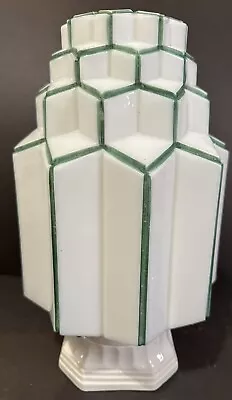 Vintage Art Deco Glass Light Shade Lamp HUGE TALL Milk Glass Skyscraper Modernis • $4.25