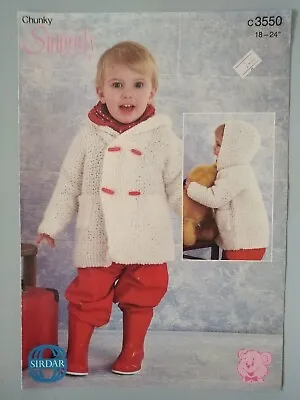 £5.02 • Buy CHILD'S DUFFLE COAT - 4 Sizes 46-61cm 12ply - SIRDAR Knitting Pattern 3550