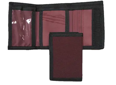 Nylon Trifold Credit Card Wallet With ID Window - Burgundy • $8.99