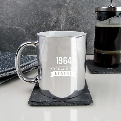 Shiny Silver Coffee Mug 60th Birthday Gift 1964 Year Of The Legend Gifts Dad Men • £7.99