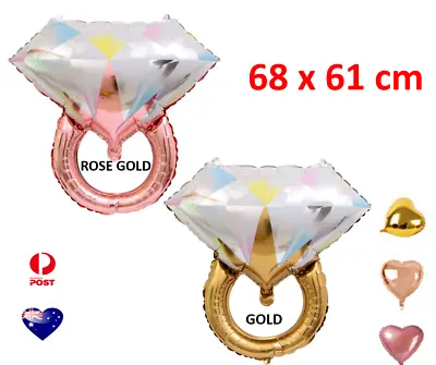 $5.50 • Buy 2x Rose Gold Diamond Ring Foil Balloon Air Inflatable Engage Party Decoration 