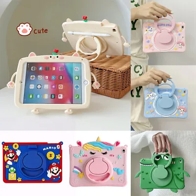 For IPad Samsung Various Case Cover Cartoon Kids Silicone Shockproof Stand Cover • $32.99