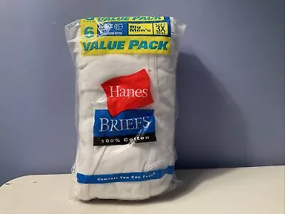 $32 • Buy NEW Vintage HANES Mens Briefs Tighty White 6 Pack, Size 3X, Made USA, Underwear
