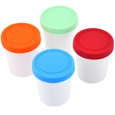  Ice Cream Container Silicone Food Buckets Cups Freezer Storage Tubs • £11.99