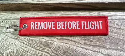 REMOVE BEFORE FLIGHT KEYCHAIN |  MADE In USA Durable Red Canvas Pilot Motorcycle • $1.99