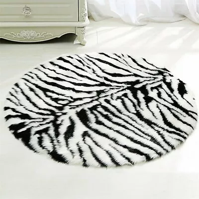 Zebra Print Animal Hide Faux Fur Rug Skin Soft Non Slip Floor Mat 29-39 Inch • $104.49