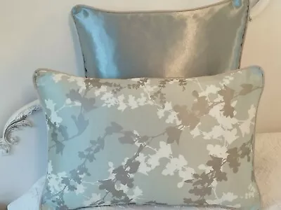 HAWTHORNE Silk EAU De Nil Cushion Cover Laura  Ashley Fabric Piped • £16.99